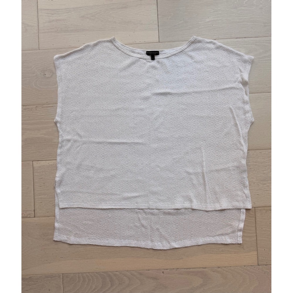 Beyond Yoga Womens Cream White Knit High Low Oversized Scoop Neck Top Size M